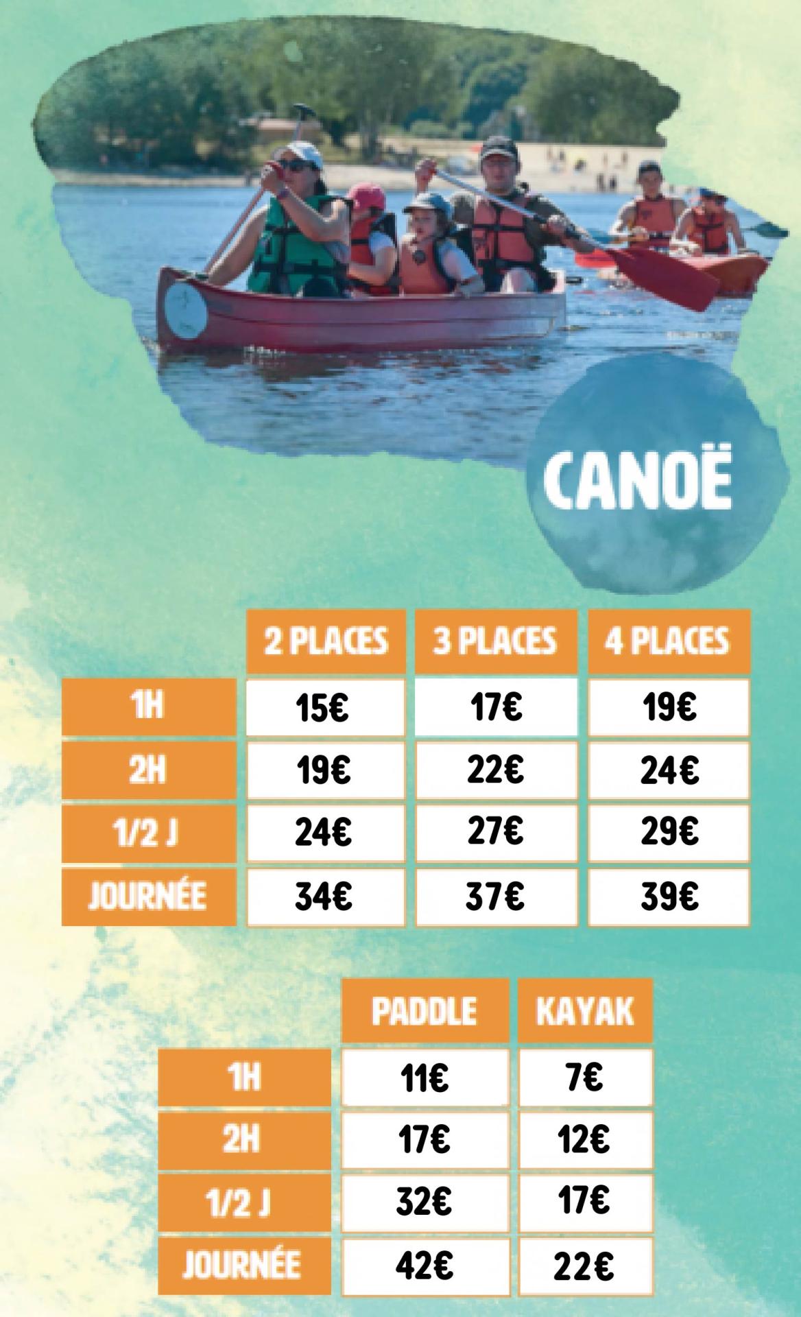 Photo tarifs canoe 300x 50